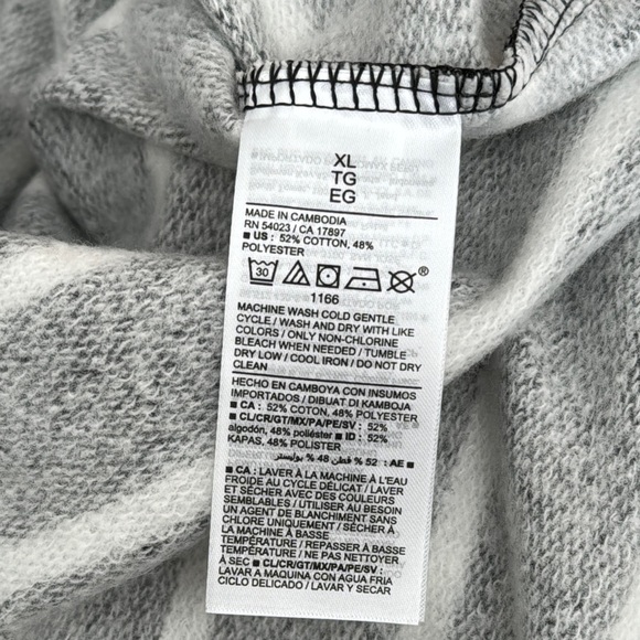 Old Navy Gray and White Striped Oversized Side Slit Crew Neck Sweater - Picture 8 of 10